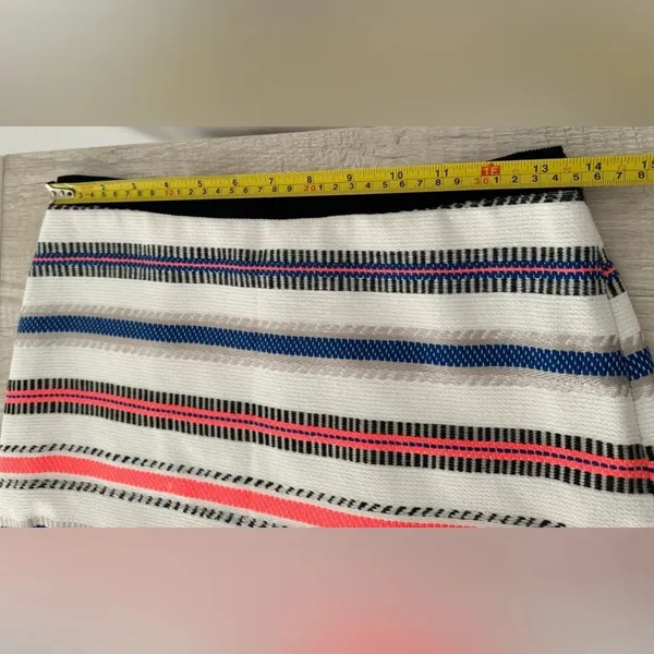 Milly Multi Color Striped White Mini Skirt Cotton Blend Preppy Luxe Size 2 - Image 6