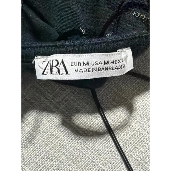 Zara Black Ruched Spaghetti Strap High‎ Cut Bodysuit Sleeveless V-Neck Top - Image 5