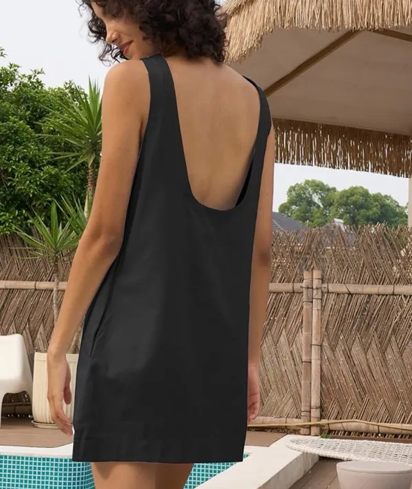 Amazon Black Linen Mini Dress - Image 3
