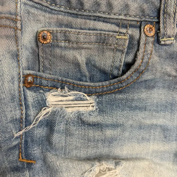 American Eagle Stretch Distressed Lace Trim Denim Cut Off Shorts Low Rise Size 2 - Image 10