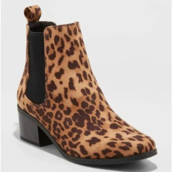 NEW A New Day target Women’s Ellie Ankle Booties Shoe Brown Leopard Print Boot 6 - Image 2