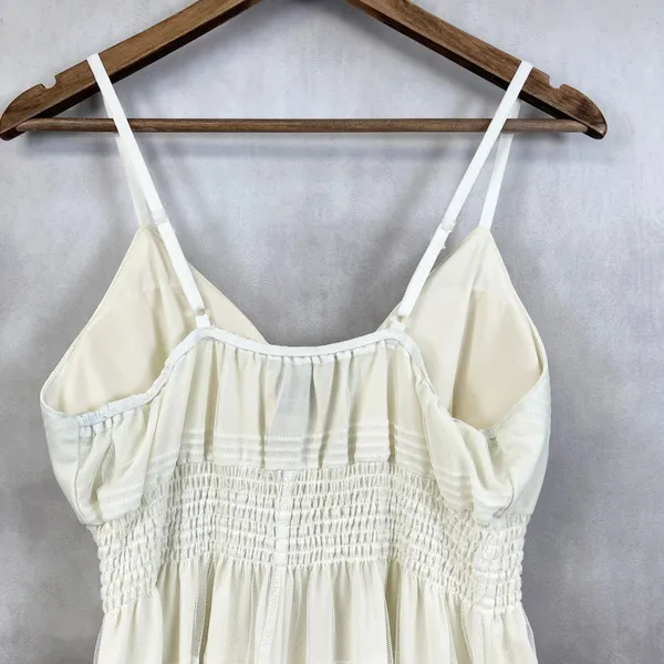 Stevie Lindsay Womens‎ Dress Large Cream Sheer Mesh Tiered Bridalcore Coquette - Image 4