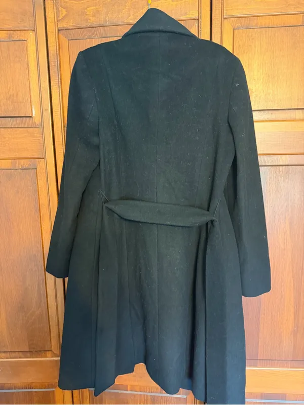 Cole Haan Black Long Sleeve Wrap Coat Dress - Image 3