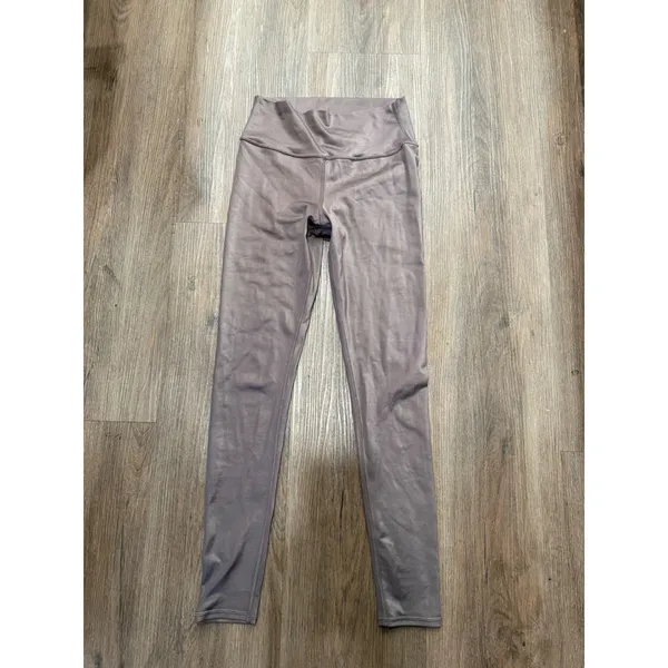 Alo Yoga High-Waist Airbrush Leggings Metallic Mauve Taupe‎ Women's Size L - Image 3