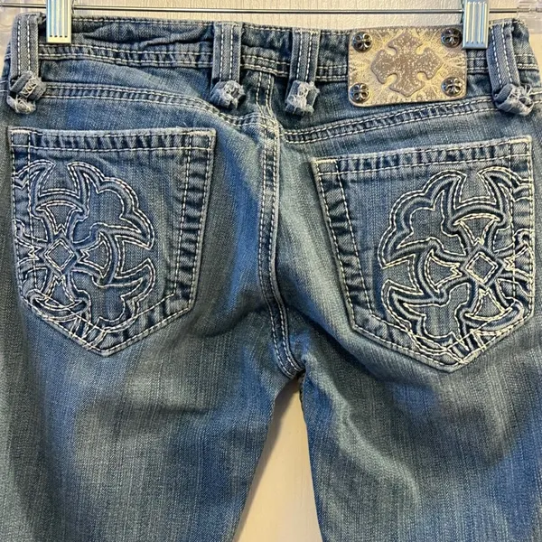 Miss Me Jeans Women Bootcut‎ Embellished Pockets Blue Denim Size 27 - Image 8
