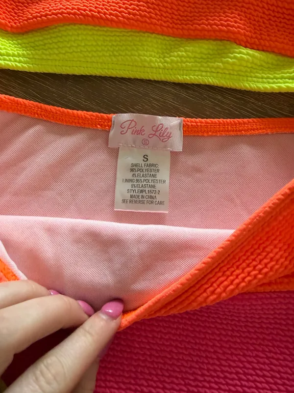 Pink Lily Neon Color Block Bikini - Image 3