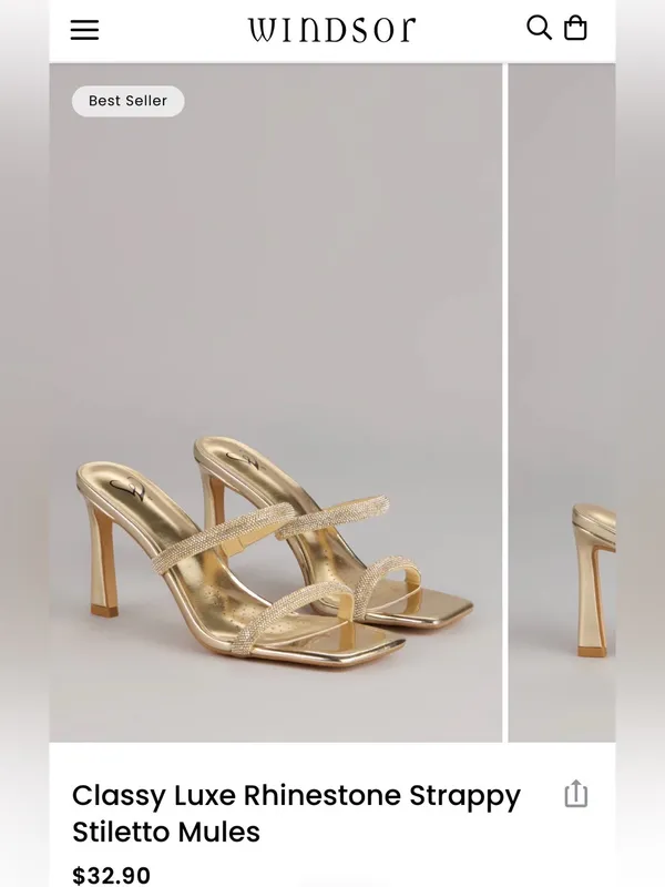 Windsor - Gold Classy Luxe Rhinestone Strappy Stiletto Mules Heels - Image 4
