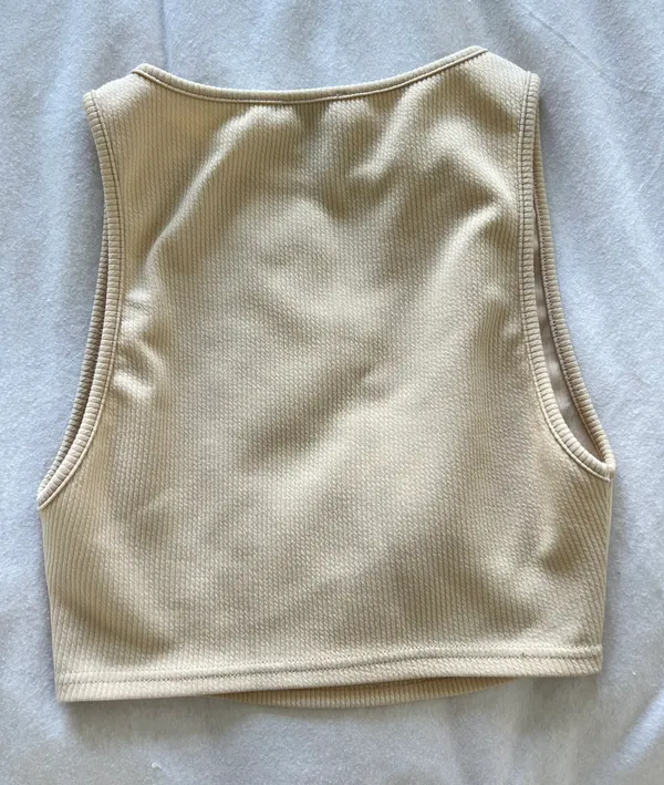 Princess Polly Beige Ribbed Crop Top - Image 3