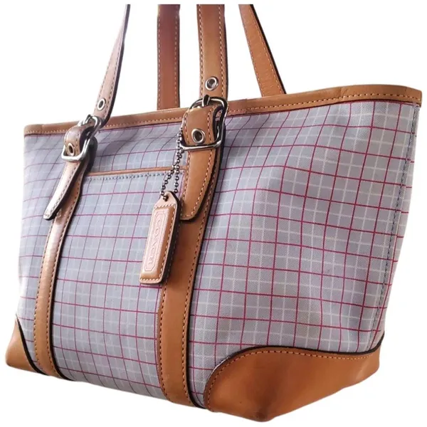 Coach - Plaid Tote Bag with Tan Accents & Hangtag - Image 16