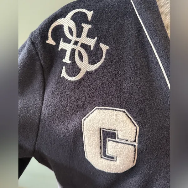 GUESS Blue Varsity Letter Cardigan Sweater - Image 4