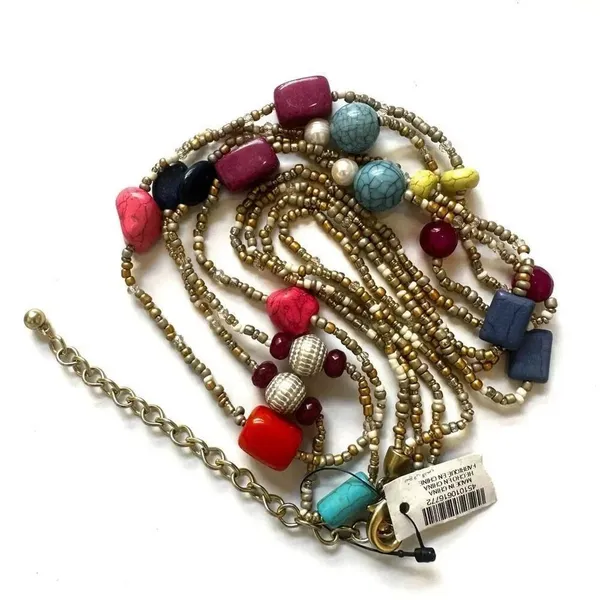 Chico’s double strand gold tone long beaded necklace NWT - Image 6
