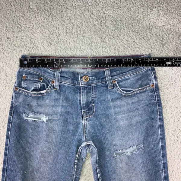 Vtg American Eagle Flare Leg Jeans Women 10 Low Rise Stretch Distressed 30x30‎ - Image 4