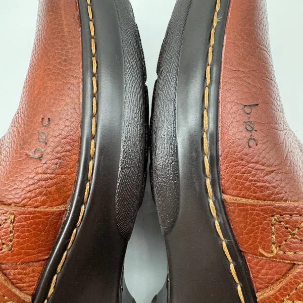 b.o.c. Born Concept Leather Clogs 7 Brown Wedge Mules Earthy‎ Granola Lagenlook - Image 9