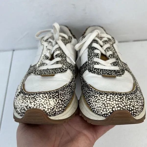 Madewell MWL Size 7.5 Kickoff‎ Trainer Sneaker Leather Calf Hair Lace Up Shoes - Image 9