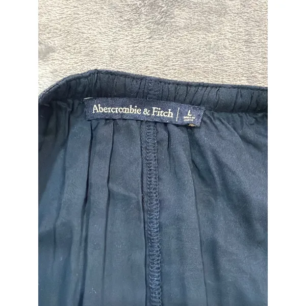 Abercrombie & Fitch Mini Dress Womens Navy Blue Embroidered Boho Gauze Large - Image 7