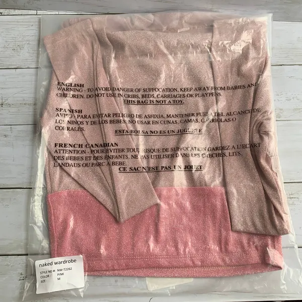NWT Naked Wardrobe On the Glow‎ Long Sleeve Turtleneck Crop Top in Pink - Image 4