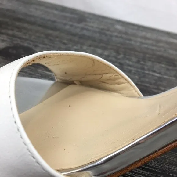 Marc Fisher White & Silver Ankle Strap Heels 8 - Image 8