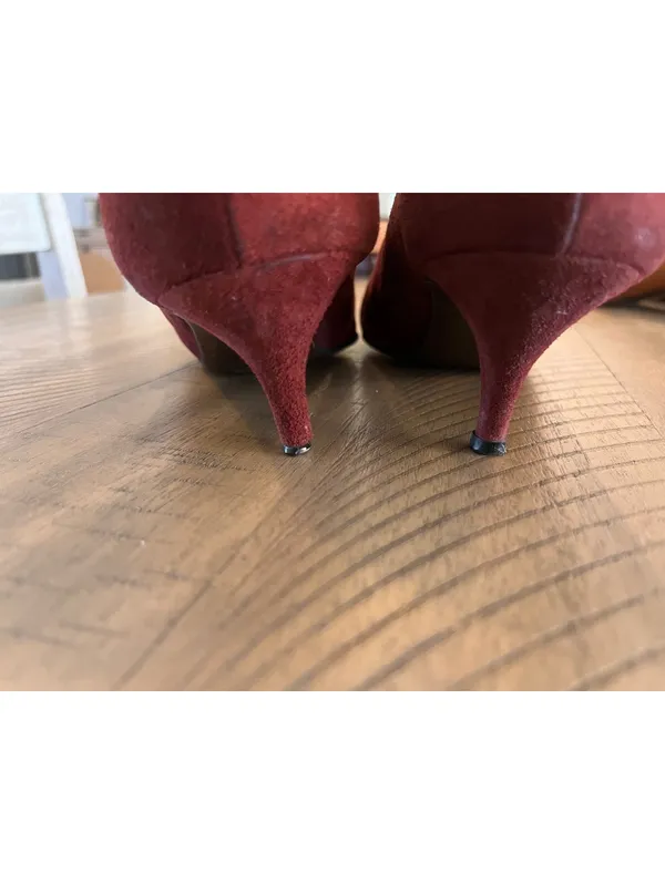 Vintage Walter Steiger Burgundy Suede Pointed Toe Pumps - Size 8 Made in Italy - Image 8