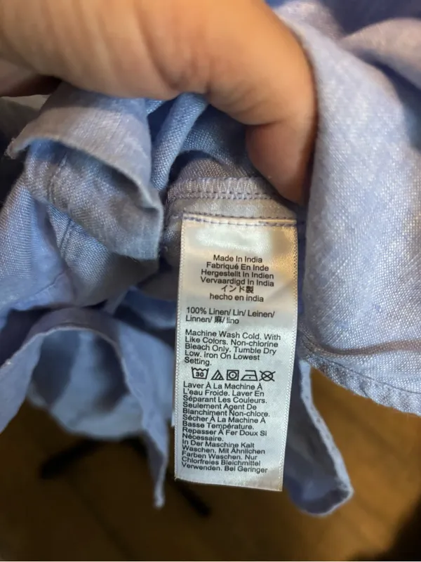 Light Blue Linen Button-Up Dress - Image 3