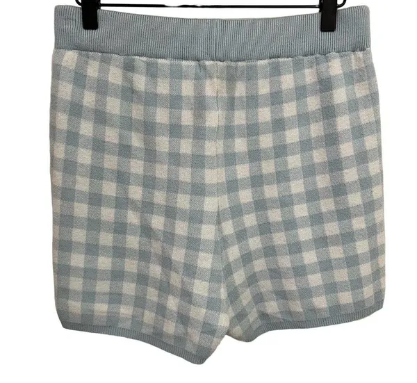 Altar’d state Baby Blue Gingham Checker Knit Shorts Size Large - Image 3
