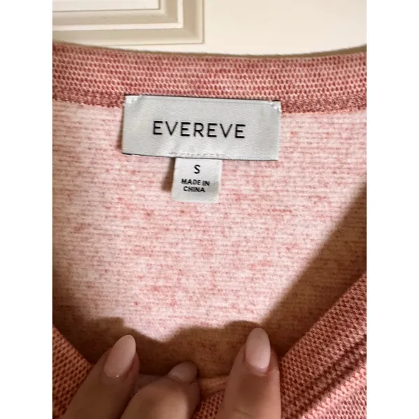 Evereve Womens Puff Sleeve Sweatshirt Heathered Pink‎ Chevron Seam Small - Image 5