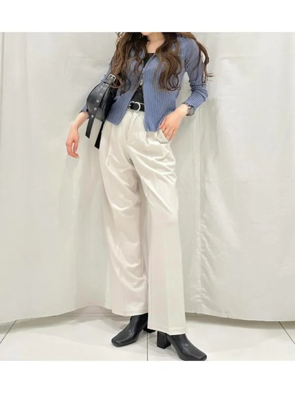 Uniqlo GU Pleated Wide-Leg Pants NWT Natural Small - Image 3