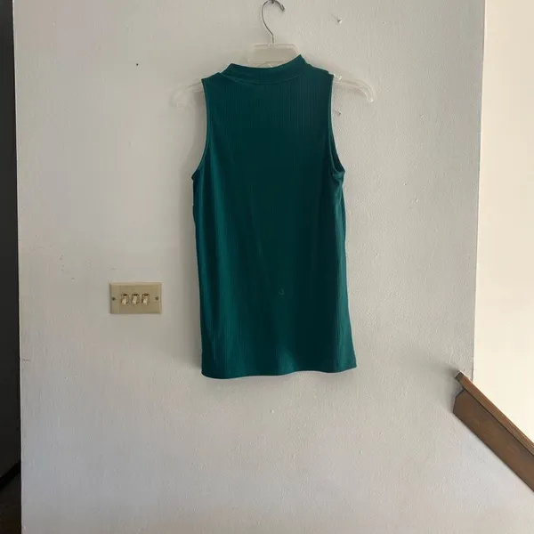 Doe & Rae Emerald Green Ribbed Choker Cutout Sleeveless Top Size Small Teal Y2K - Image 6