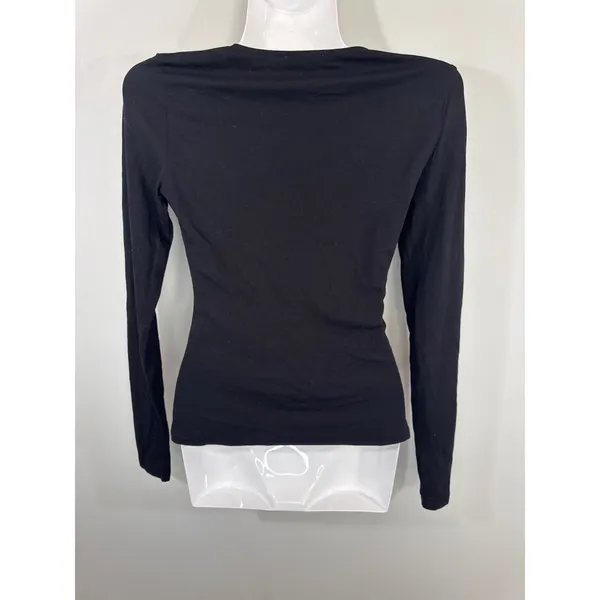 Madewell Black Ruched V-Neck Top Women Small Whimsical Grunge - Image 3