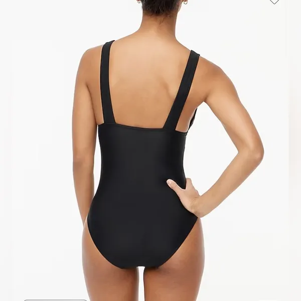 J.Crew Black V-neck ruched one-piece swimsuit Size XXS - Image 3