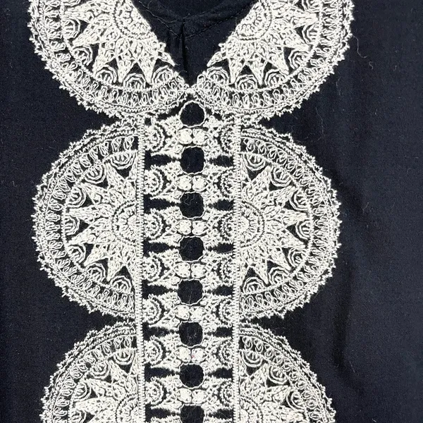 Stella &‎ Dot Embroidered Tunic Coverup Womens XS/S Bohemian Dark Cottage Beachy - Image 5