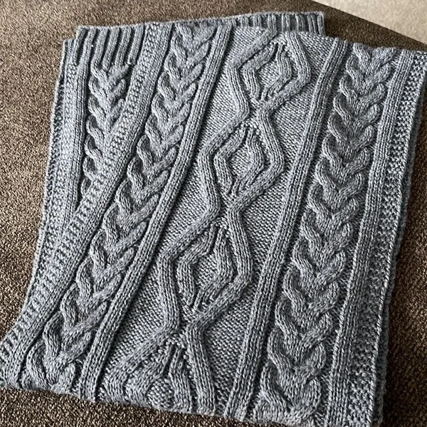 Source Unknown Dark Gray Cable knit Winter Acrylic Scarf- Unisex - Image 7