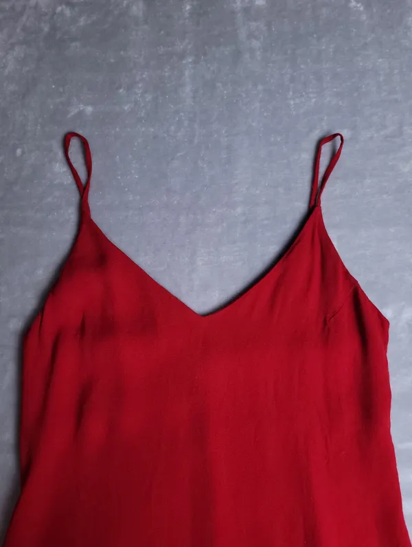 Reformation Marlowe Slip Dress Red V-Neck Spaghetti Strap Mini Slit Womens Sz S - Image 11