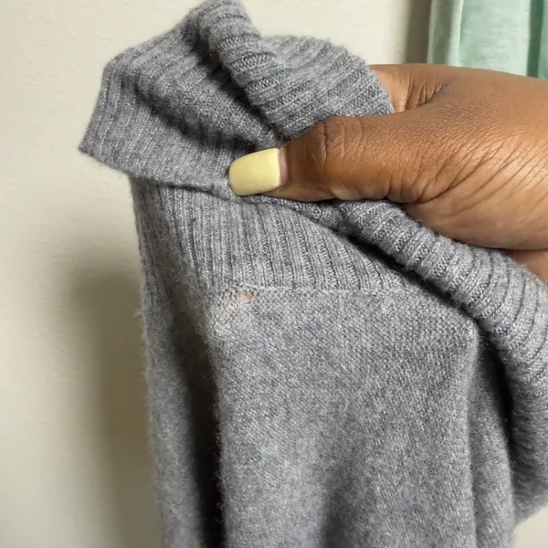 Free People Womens 100% Cashmere Cloudy Addie Sweater Large Gray Turtleneck - Image 7
