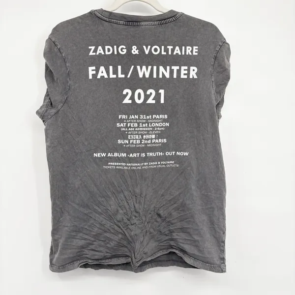 Zadig & Voltaire Womens Faded Grey Skull Graphic Grunge Punk Rocker Muscle Tee M - Image 7