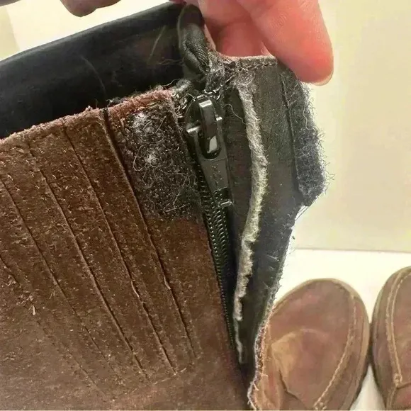 Lands’ End Suede Zip Up Boots‎ Women's 11B Brown Winter Comfy Boots - Image 4