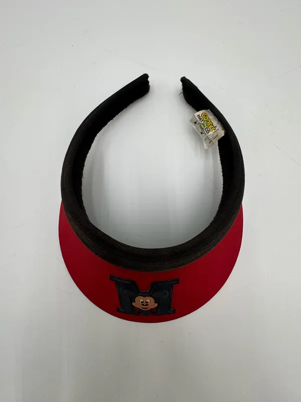 Vintage Disney Mickey Mouse Red Visor Goofys Hat Co Adult Sun Hat Taiwan 1980s - Image 2