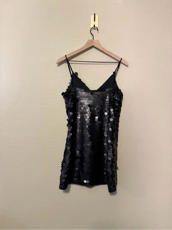 Line + Dot - Revolve Luster Mini Slip Dress Black Sequin Size Small - Image 7
