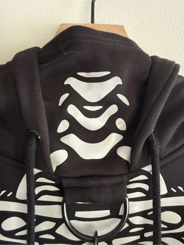 Dolls Kill Trickz N' Treatz Flesh N' Bones Reflective Skeleton Hoodie w Chains S - Image 5