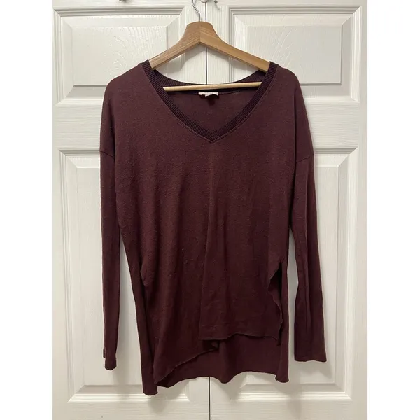 Wilfred Wilfred Burgundy Fragon V Neck Long Sleeve Lightweight Sweater Sz‎ S - Image 2