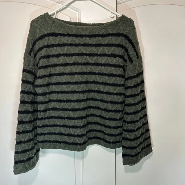 Ciao Lucia Green Striped Chunky Merino Wool‎ Cable Knit Michele Sweater XS Green - Image 2