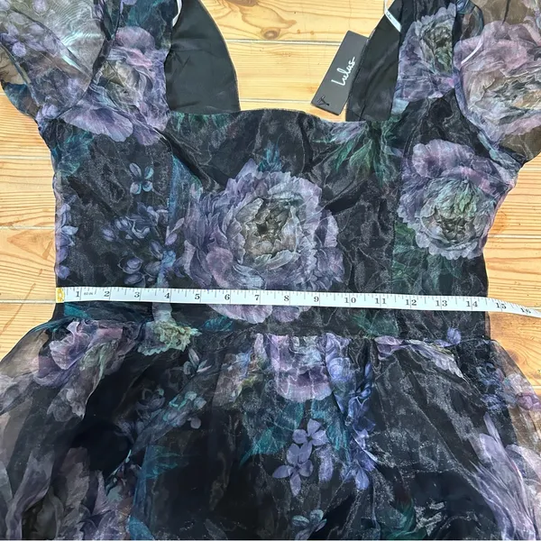 Lulus Exceptional Fate Black Floral Organza Puff Sleeve Mini Dress - Image 5