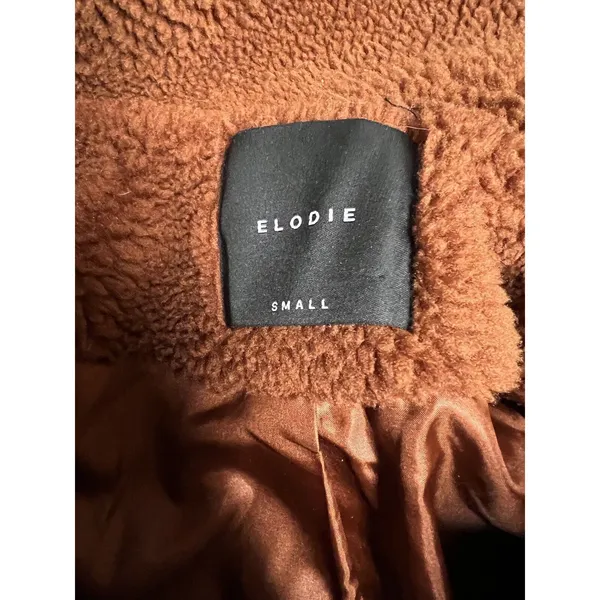 Anthropologie Elodie‎ Faux Sherpa Shearling Teddy Coat Oversized Rust Size Small - Image 5