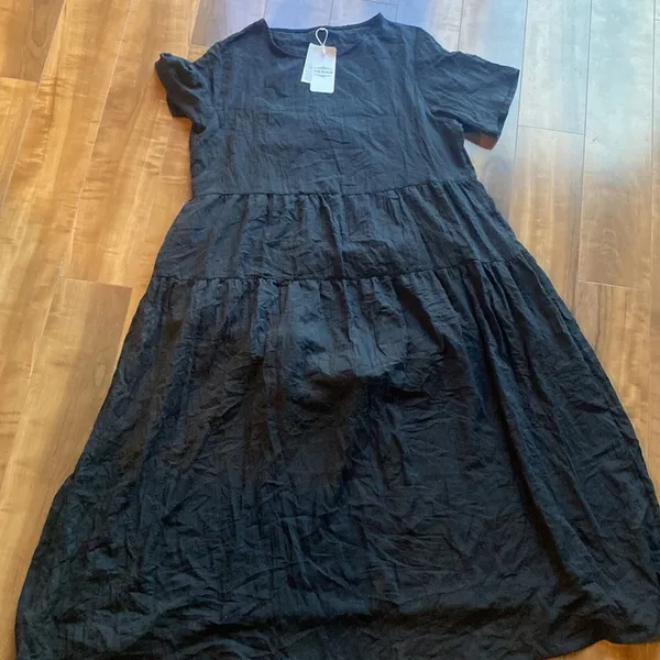 Yesno Tiered Maxi Dress Womens Size 2XL Black Boho Flowy Cotton Blend New Lagom - Image 7