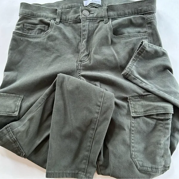 LOFT Skinny High Rise Cargo Pants Legging Army Green 29/8 - Image 2