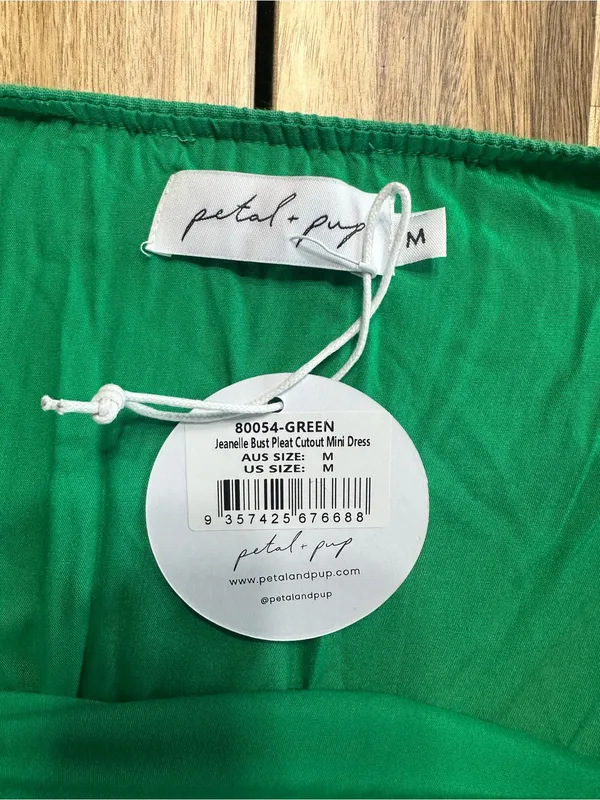 Petal And Pup Jeanelle Bust Pleat Cutout Mini Dress Green Medium - Image 3