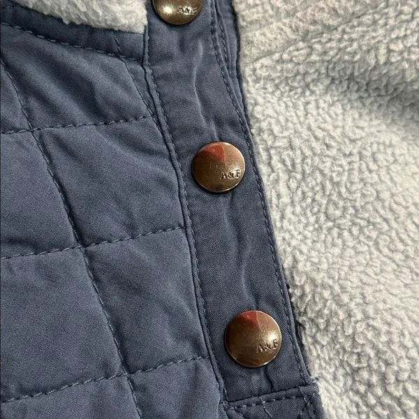 Abercrombie & Fitch Blue Snap-Front Fleece Quilt Chest Panel Tunic Size‎ S - Image 10