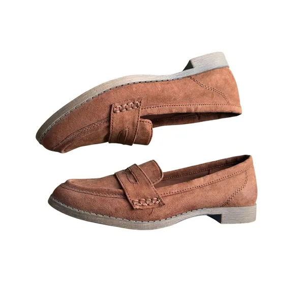 American Eagle Sz 7 Womens Brown Slip On Penny Loafers Preppy Old Money Minimal - Image 3