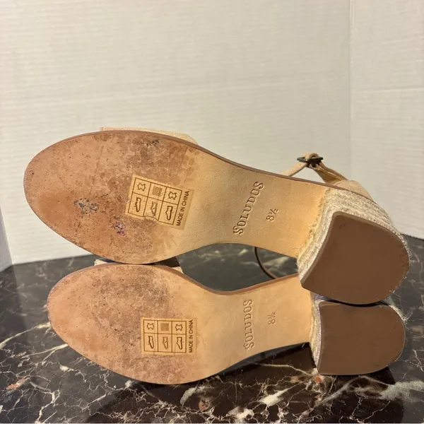 Soludos Anthropologie Capri Espadrilles Block Heel Tan Suede Women’s Size 8.5 - Image 13