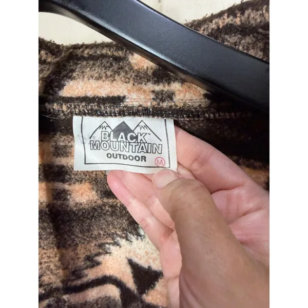 Black Mountain Outdoor Southwestern Fleece Jacket Brown Geometric Zip Womens M - Image 4