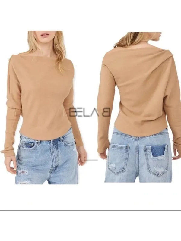 Free People Fuji‎ Thermal top in Pale Camel Size Large NWT - Image 2